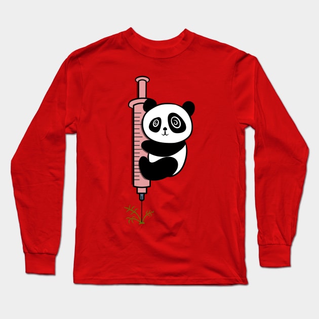 Panda Vaccine with syringe for your children Long Sleeve T-Shirt by LEMONEKO